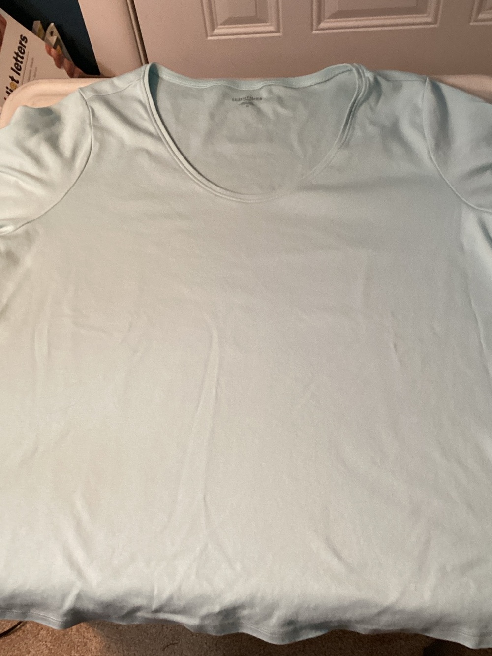 Eileen Fisher Light Blue Scoop Neck Short Sleeve Tee